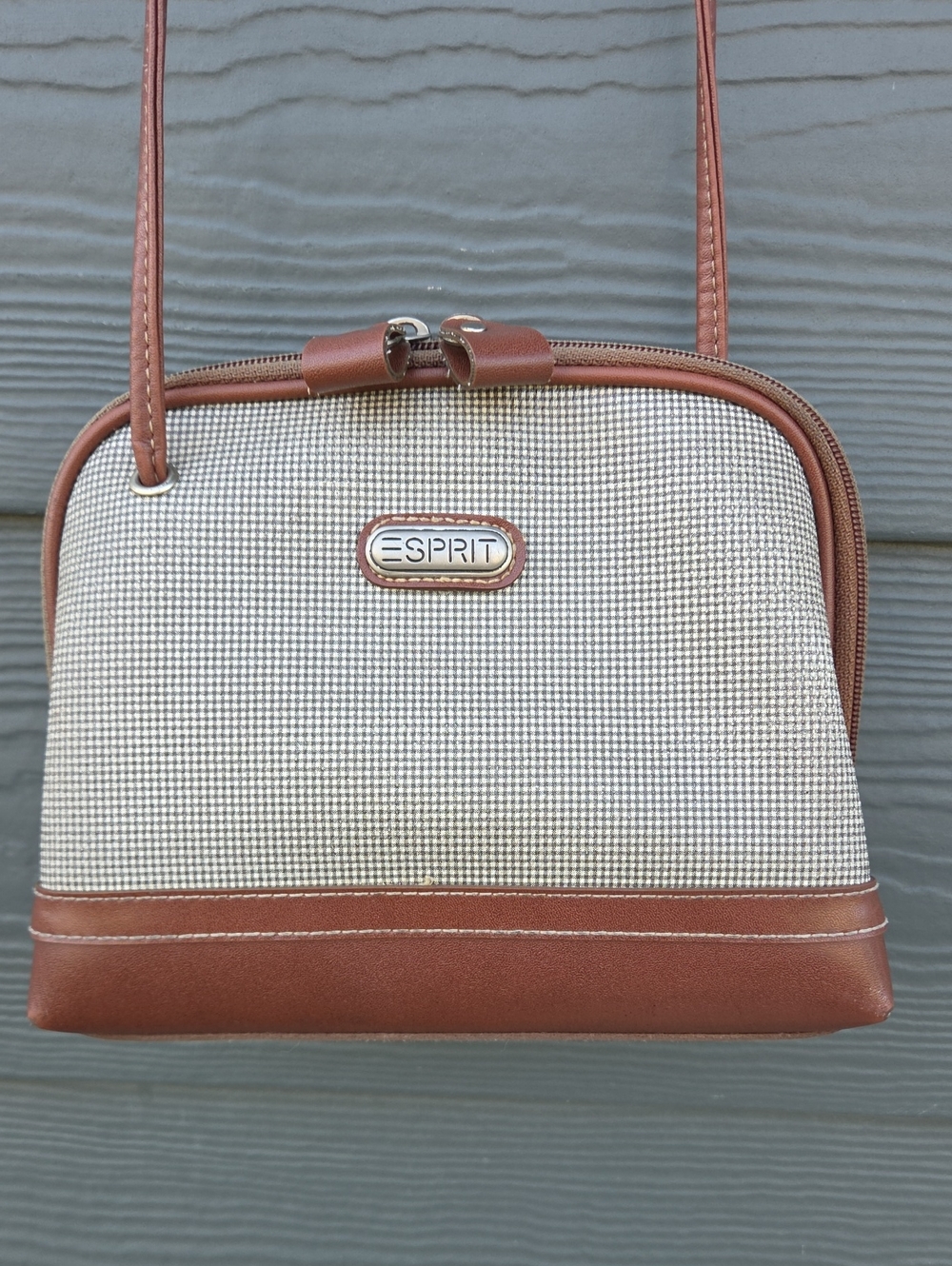 Vintage Esprit Cream and Brown Crossbody Bag